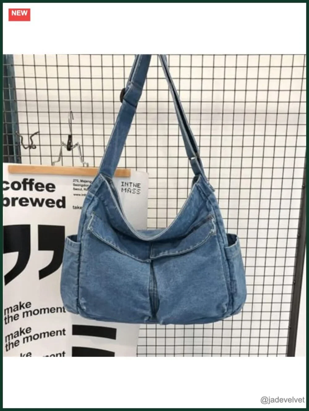 Denim Canvas Messenger Bag Tote Crossbody Adjustable Strap